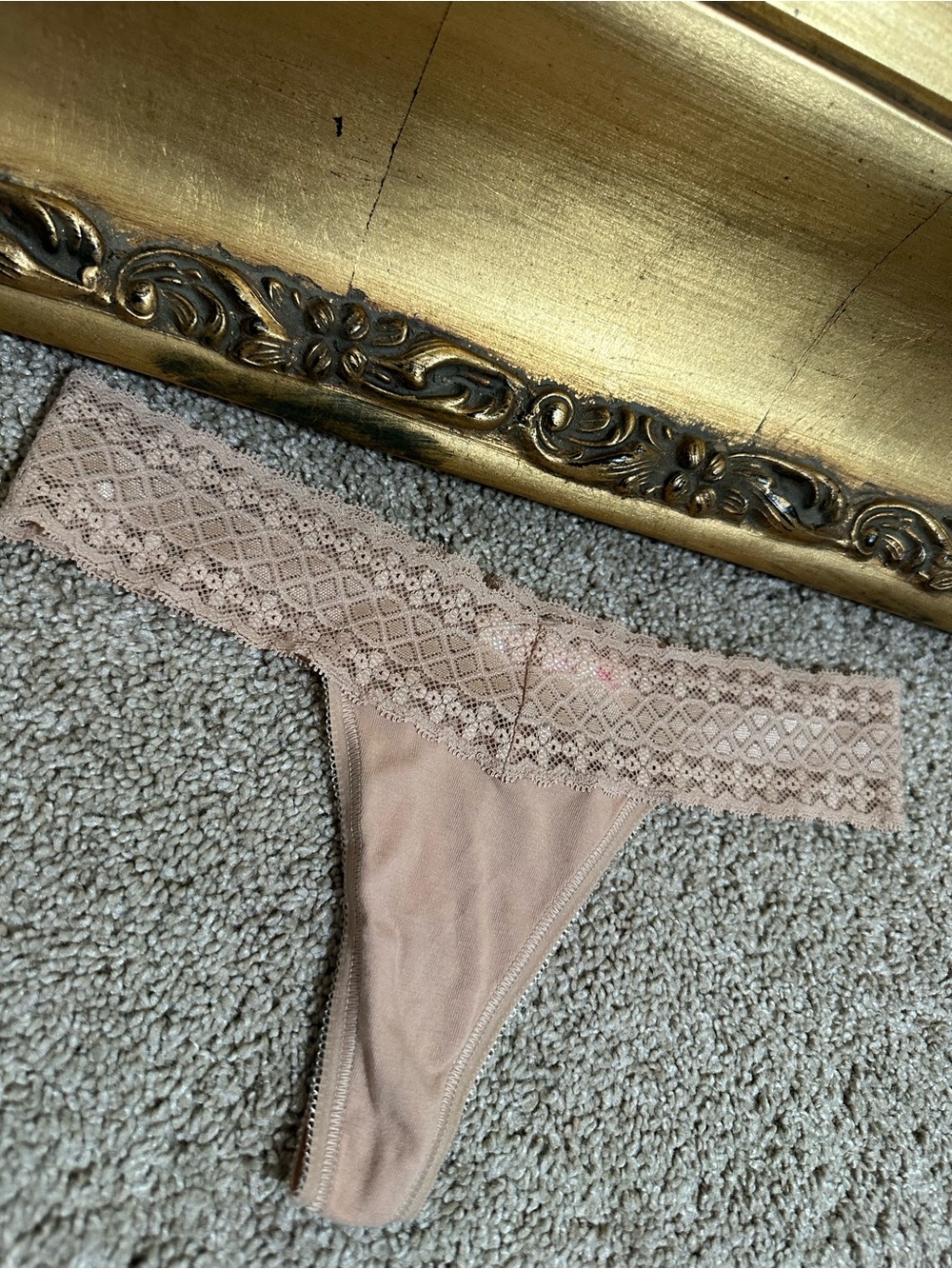 New Victoria's Secret Cotton Lingerie 2011 Low Rise Thong Nude Size XS